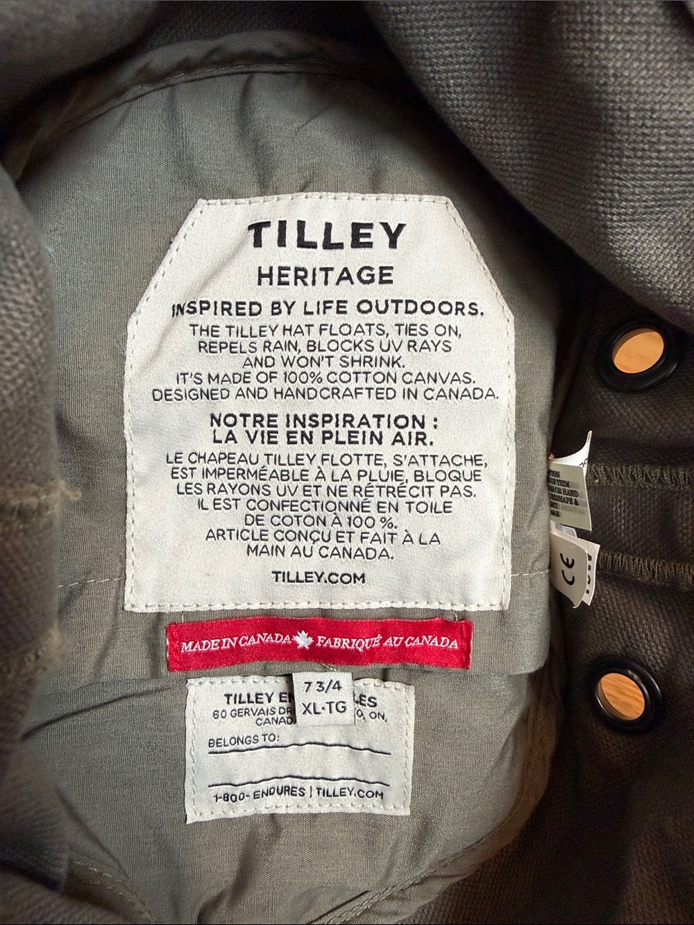 Tilley Heritage Olive Green Canvas Hat - Classic Outdoor Style - Picture 2 of 4